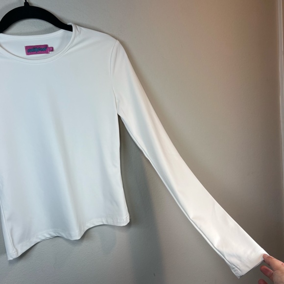 Edikted Women's Top Long Sleeve Shirt White Ivory Round Neck Stretch Soft Medium - Picture 4 of 10